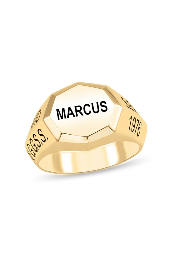 Personalized Shield Design Engravable Men's Ring in 10K Gold by Jewlster