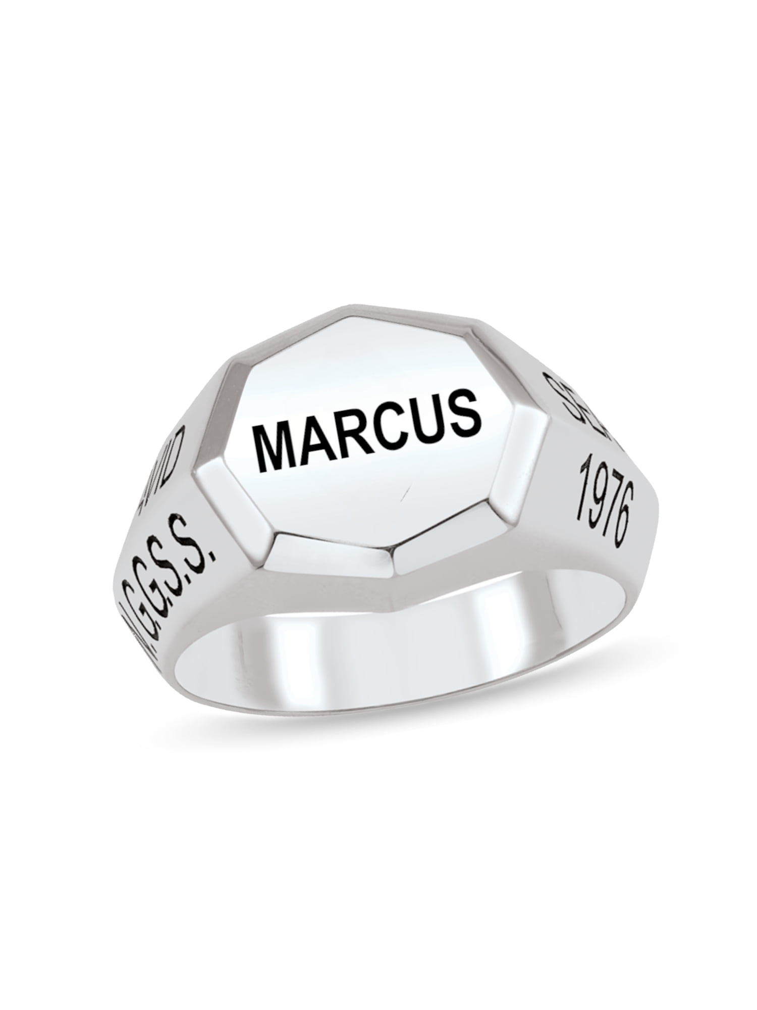 Personalized Shield Design Engravable Men's Ring in Sterling Silver by Jewlster