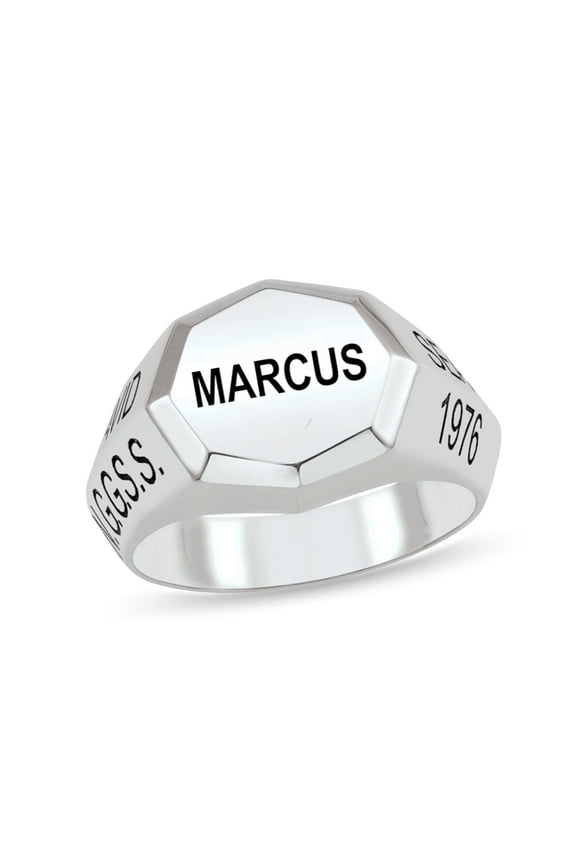 Personalized Shield Design Engravable Men's Ring in Sterling Silver by Jewlster