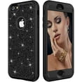 thumbnail image 1 of Personalized Shiny Silicone PC 3-in-1 Phone Case for iPhone 13 Pro Max 12 Mini 11 X XR XS 7 8 Plus, Full Protection Back Cover(Black,13 Mini), 1 of 6