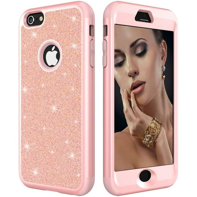 Personalized Shiny Silicone PC 3-in-1 Phone Case for iPhone 13 Pro Max 12 Mini 11 X XR XS 7 8 Plus, Full Protection Back Cover(Pink,13 Pro Max)