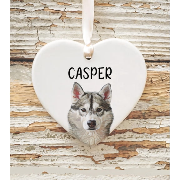 Personalized Siberian Husky Ornament Watercolor Pet Photo Keepsake, Custom Dog Lover Gift