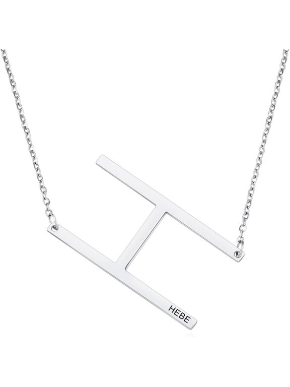 Personalized Sideways Initial Necklaces For Women Girlfriend Custom Engraved Name Stainless Steel Large Big Letters Pendant Necklace Fashion Jewelry Gift For Birthday Anniversary[Z2684]
