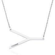 Personalized Sideways Initial Necklaces For Women Girlfriend Custom Engraved Name Stainless Steel Large Big Letters Pendant Necklace Fashion Jewelry Gift For Birthday Anniversary[Z2662]