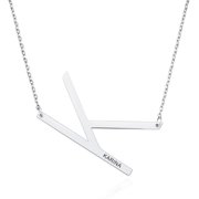 Personalized Sideways Initial Necklaces For Women Girlfriend Custom Engraved Name Stainless Steel Large Big Letters Pendant Necklace Fashion Jewelry Gift For Birthday Anniversary[Z2664]