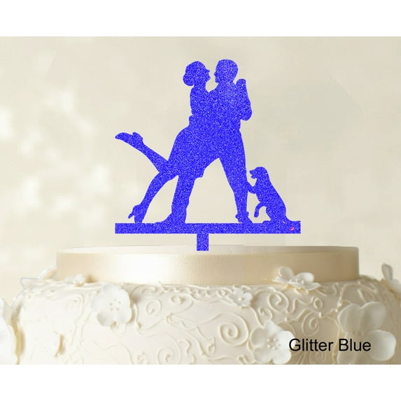 "Personalized Silhouette Cake Topper Wedding Couple Cake Topper Color Option Available 4""-6"" Inches Wide"