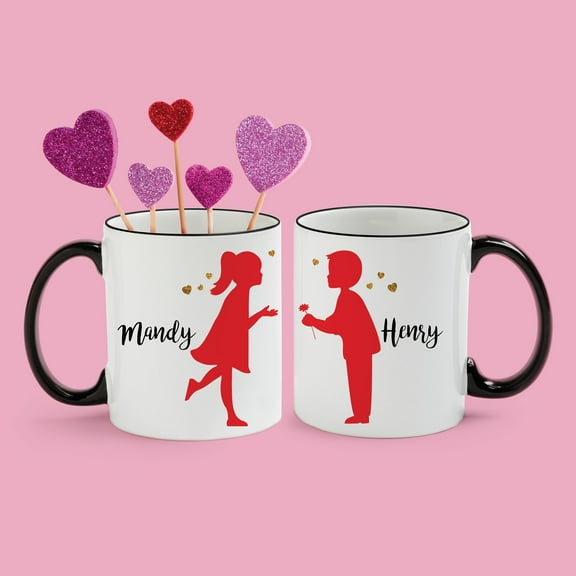 Personalized Silhouette Coffee Mug Set