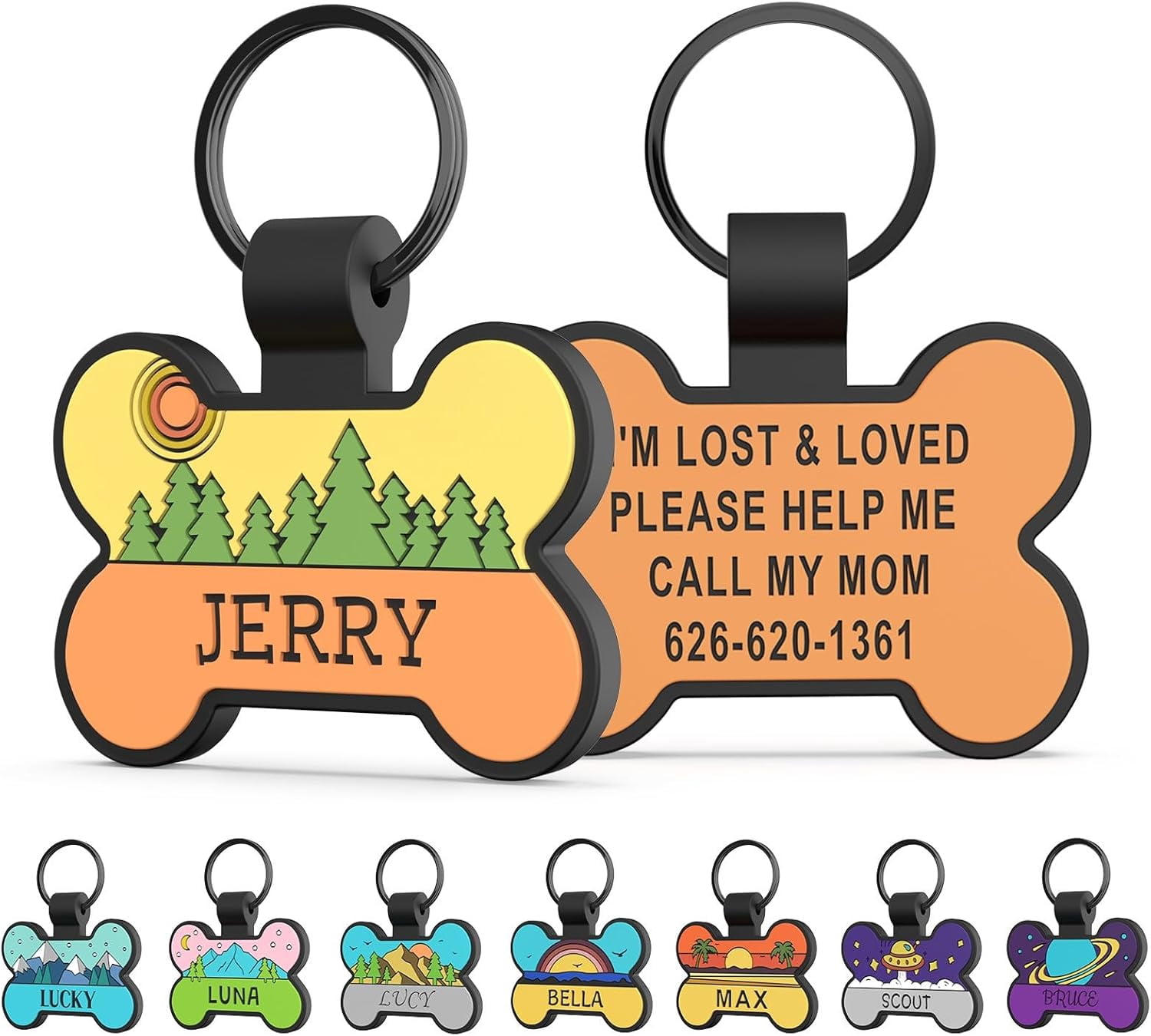 Personalized Silicone Dog Tags Custom Engraved Name Double Sided Bone ...