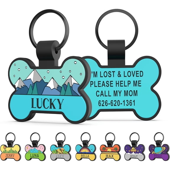 Personalized Silicone Dog Tags Custom Engraved Name Double Sided Bone Shape Rubber ID Tag Lightweight Waterproof Silent Pet Tag for Dogs and Cats