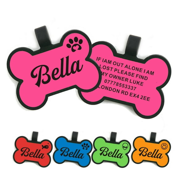 Personalized Silicone Dog Tags and Cat Tags, Custom Text Double Sided Engraved, Silent Pet ID Tag, Multi Colors