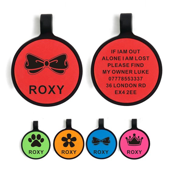Personalized Silicone Dog Tags and Cat Tags, Double Sided Engraved with Your Text, Custom Silent Pet ID Pendant, Multi Colors