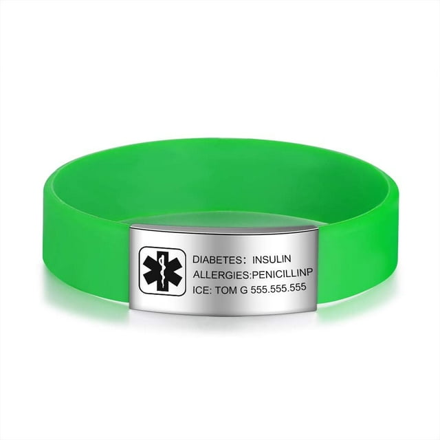 Personalized Silicone Medical Alert Bracelets Waterproof Sport ...