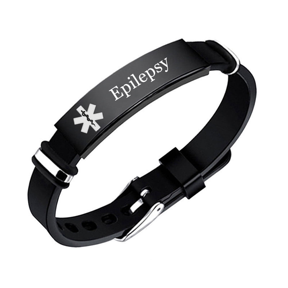 Personalized Silicone Medical Alert No MRI Bracelet Adjustable Disease Allergies Diagnose Identity ID Bangle Meds Emergency Ice Customized Jewelry for