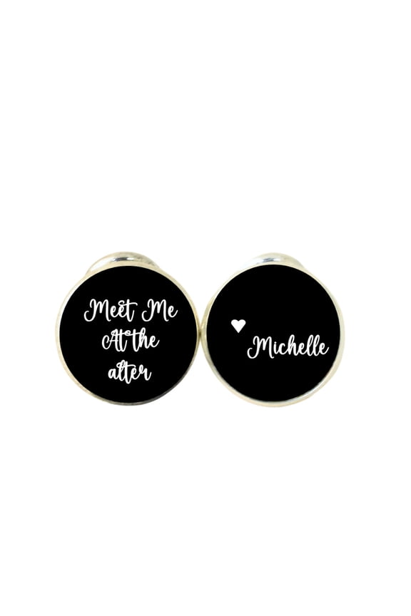 Personalized Silver Groom Cufflinks from Bride Round Cufflinks