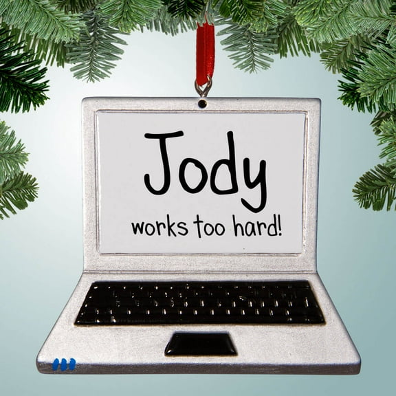 Personalized Silver and White Laptop Computer Christmas Ornament - Gifts for College Students - Businessman - Businesswoman