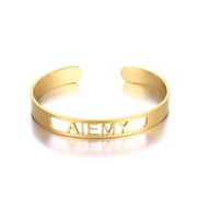 Personalized Simple DIY Customized Letter Name Open Wide Bangle Cuff Bracelet Stainless Steel Jewelry