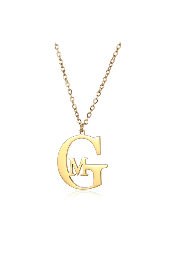 Personalized Simple DIY Second Letter Overlapping Initial Name Necklace