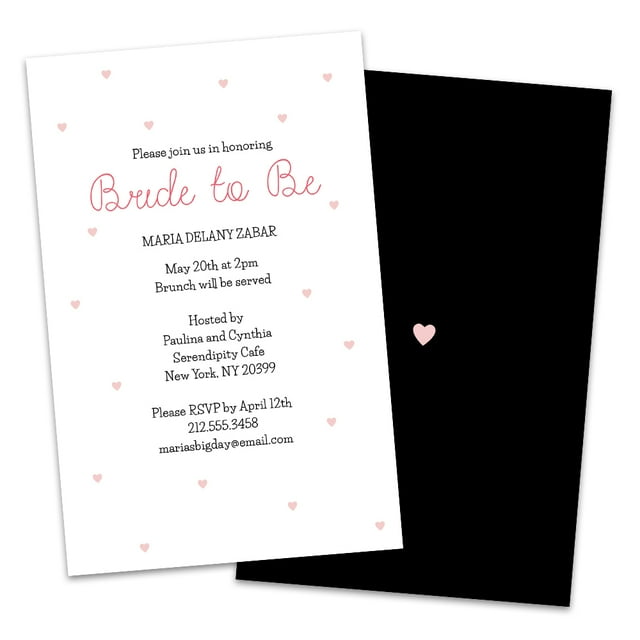 Personalized Simple Hearts Bridal Shower Invitations