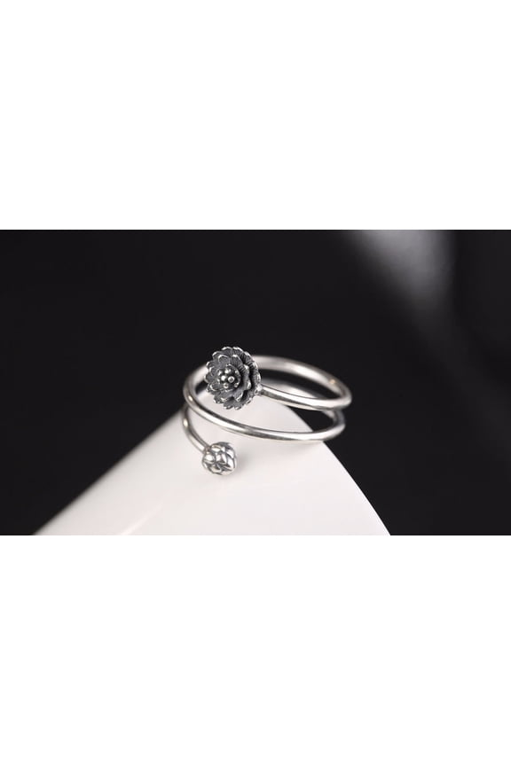 Personalized Simple Lotus Ring Silver Jewelry Korean Style Elegant Gift For Her Minimalist Accessory Daily Use