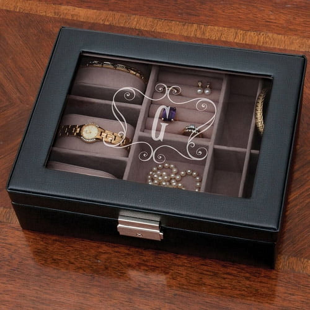 Personalized Single Initial Black Jewelry Box
