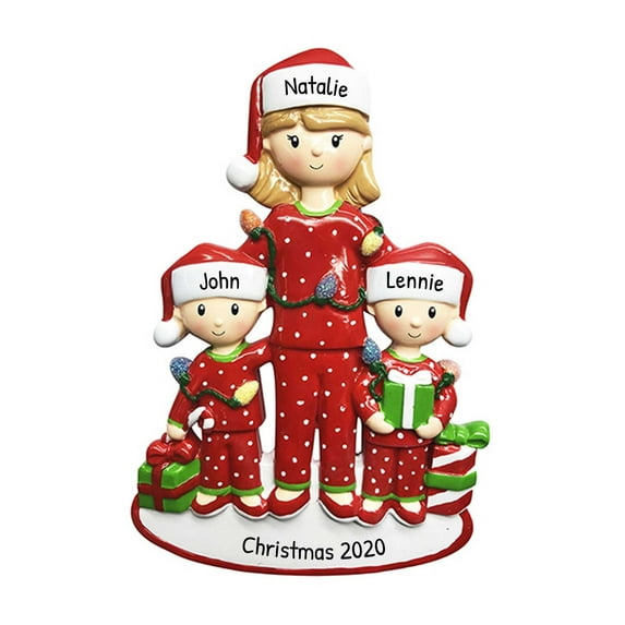 Personalized Single Parents Ornament 2024 Family of 3 Single Mom 2 Kids 1 Count - Ornaments by Elves