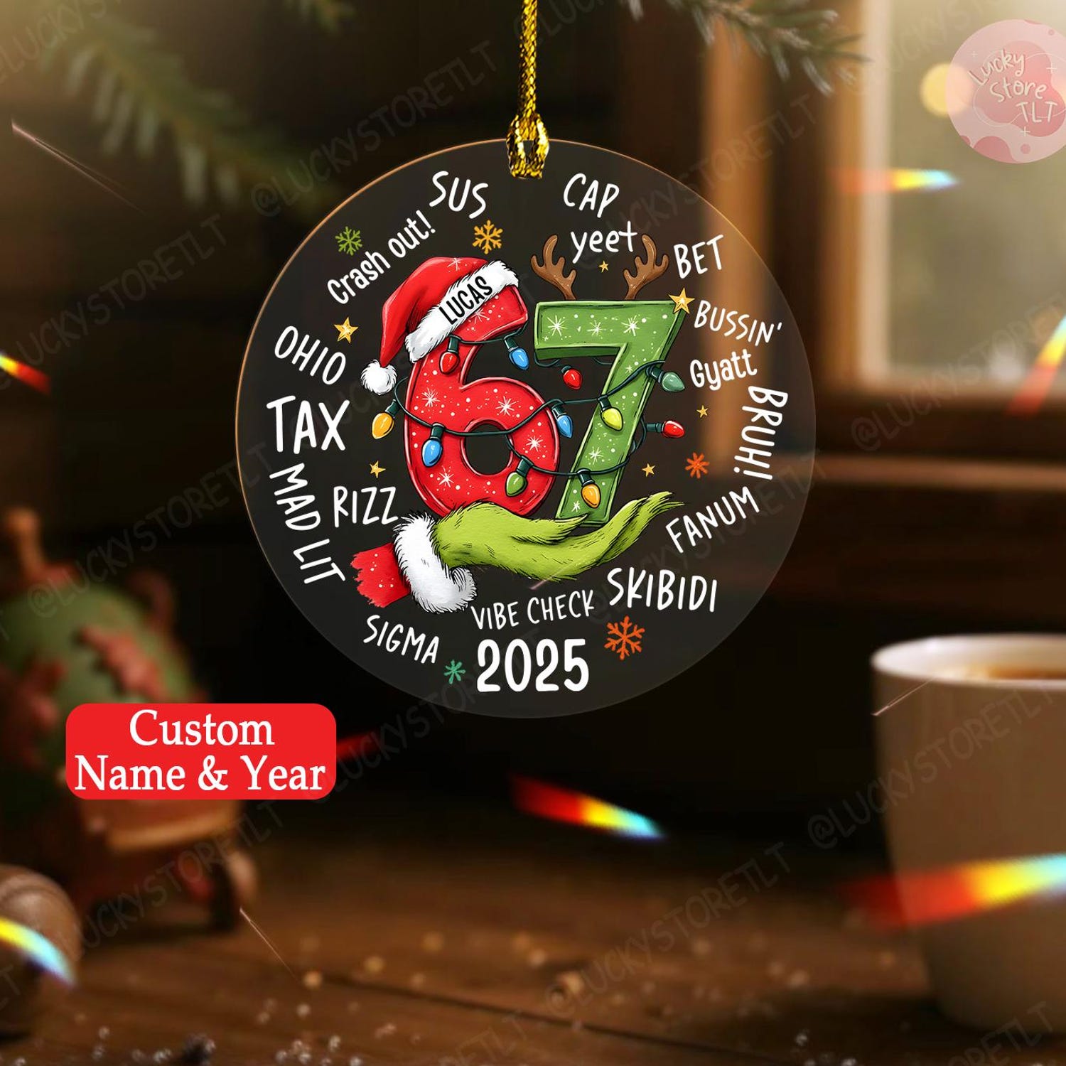 Ornament Rizz Personalized Six Seven Acrylic Ornament 2025, Funny Gen Z Slang ...
