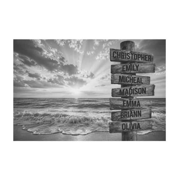 Personalized Sky and Ocean Wave Canvas Wall Art With Custom Name Sign For Living Room 12*18in