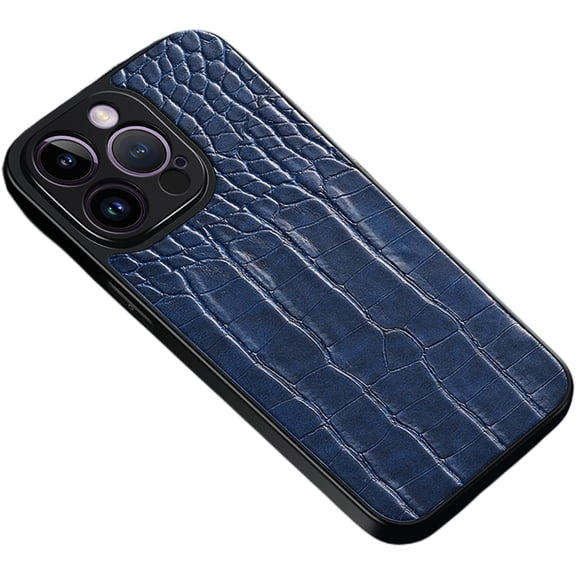 Personalized Slim Business Crocodile Pattern PU+PC Phone Case Compatible with Samsung Galaxy S23 S22 S21 S20 Ultra Plus FE Back Cover. Luxury Edge Reinforced Bumper(Blue,S22 Plus)