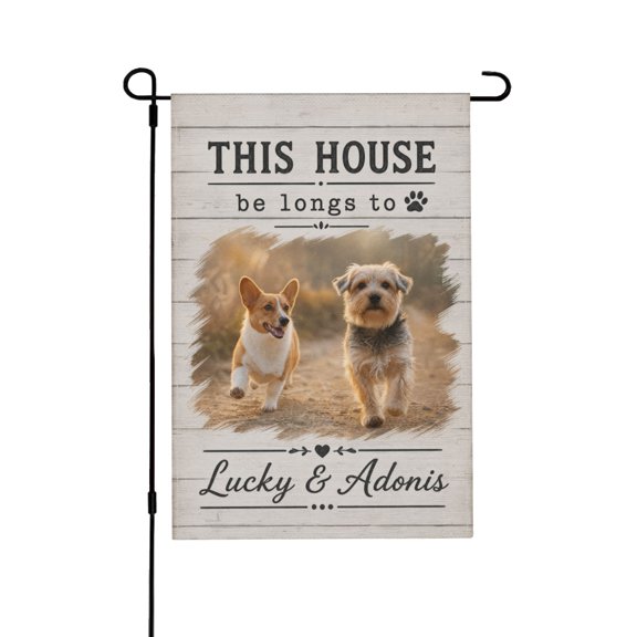 Personalized Small Dog Photo Garden Flag With Custom Text Welcome Yard Decor Outdoor Home Flag 12x18 in