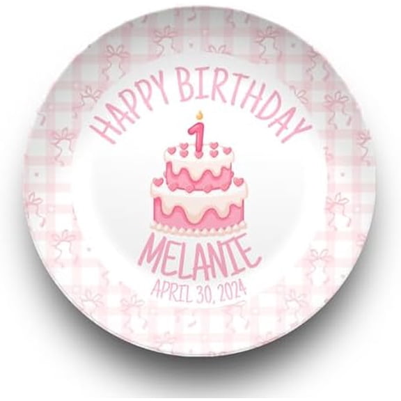 Personalized Smash Cake 1st Birthday Plate - Baby Smash Cake Plate - Pink Coquette - New Baby Gift$$Home Decor, Kitchen, & Other