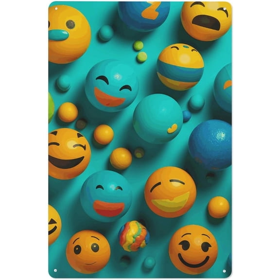 Personalized Smiley Face Metal Hanging Sign for Hallway Living Room Garage Garden Dcor 11.8 x 7.9 Inch