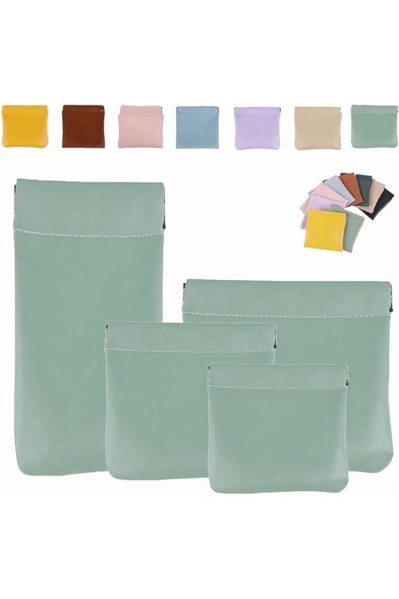 Personalized Snap Closure Leathers Organizer Pouch, Cosmetic Bag Set for Purse Travel