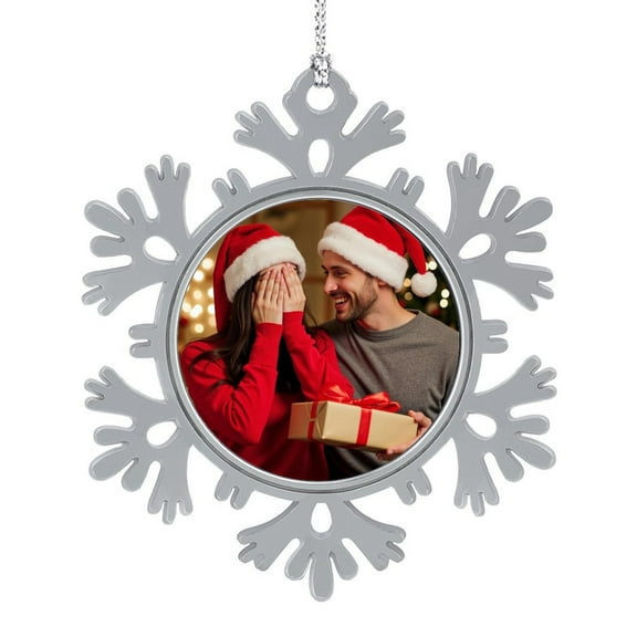 Personalized Snowflake Christmas Ornaments, Custom Photo Metal Alloy Christmas Tree Decoration, 3Pcs
