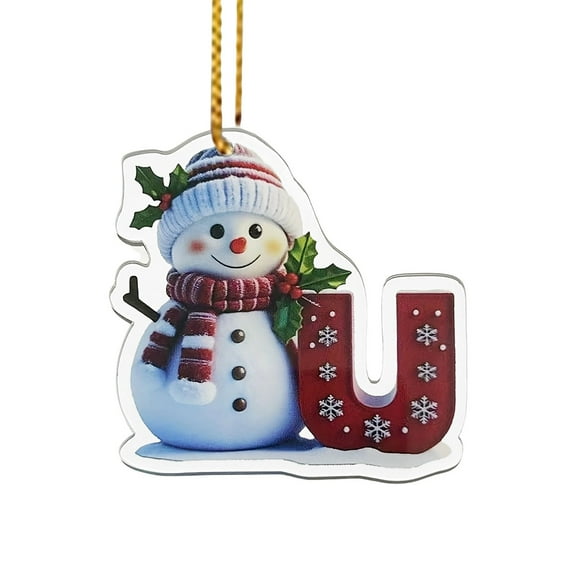 Personalized Snowman Christmas Ornament With Custom Initial A-Z, Xmas Ornament, Monogram Tree Decoration, Holiday Keepsake Gift For Couples, Stocking Stuffer, Decor
