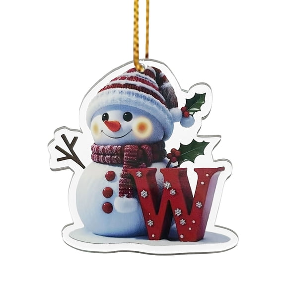 Personalized Snowman Christmas Ornament With Custom Initial A-Z, Xmas Ornament, Monogram Tree Decoration, Holiday Keepsake Gift For Couples, Stocking Stuffer, Decor
