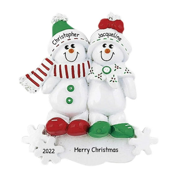 Personalized Snowman Couple Ornaments 2024 - Christmas Snowman Ornaments Snowboarding Ornaments