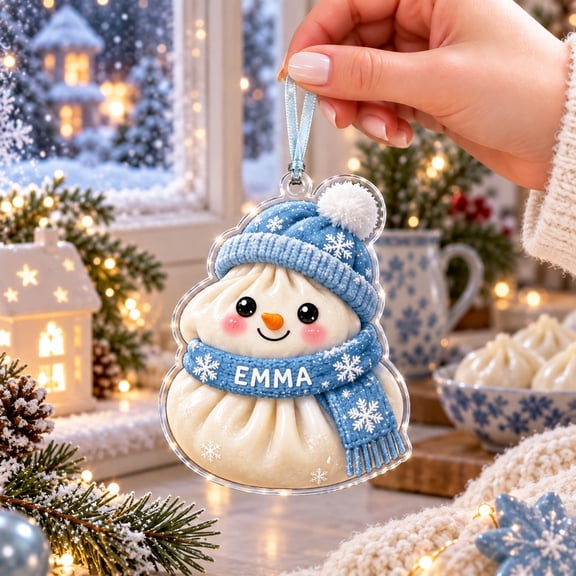 Personalized Snowman Dumpling Acrylic Ornament for Christmas Tree Keepsake