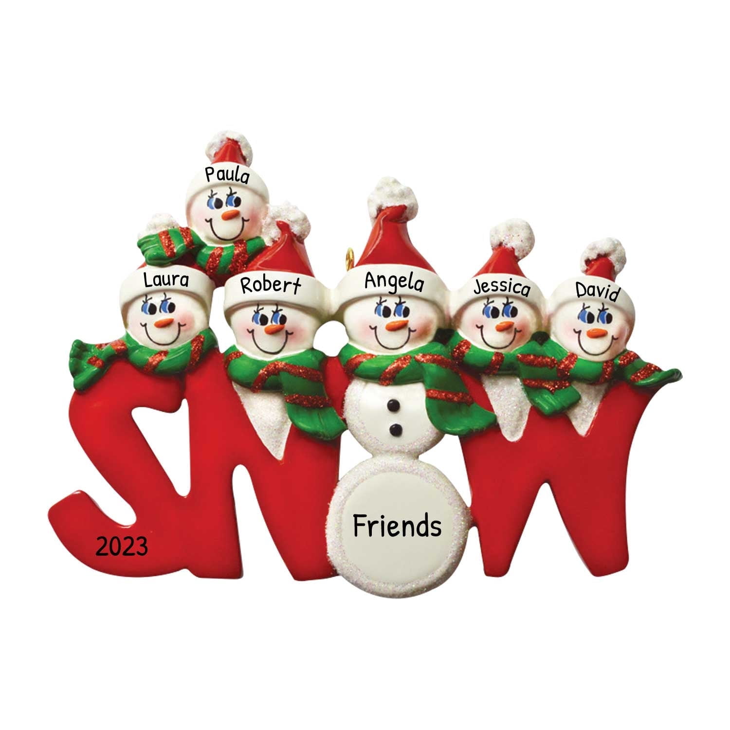 Personalized Snowman Family of 6 Christmas Tree Ornament 2024