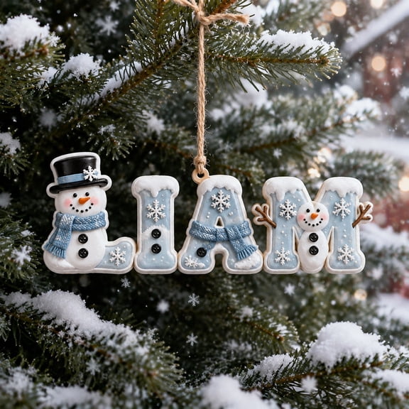 Personalized Snowman Name Ornament for Christmas Tree Keepsake