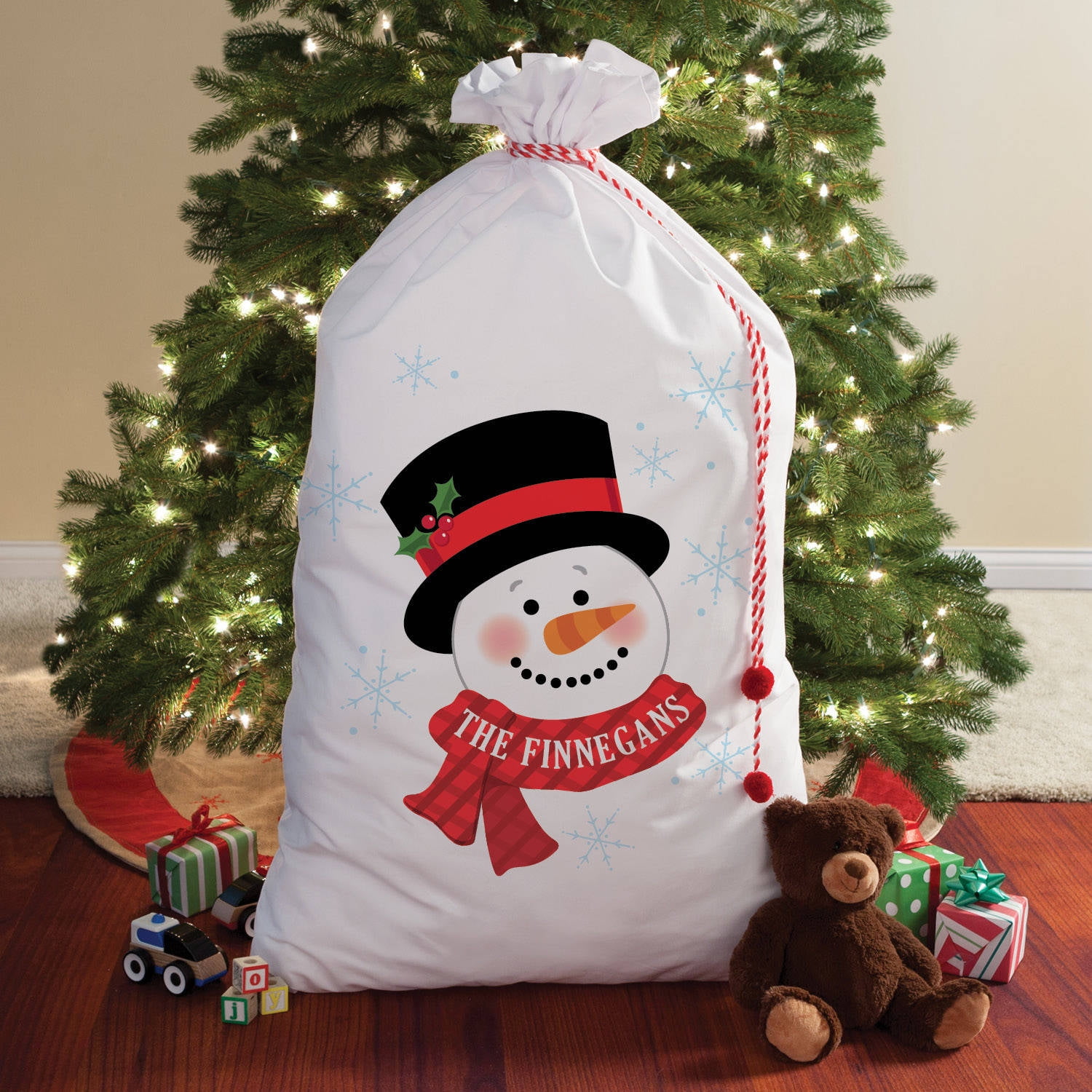 Personalized Snowman Santa Sack, 2 Sizes To Choose From