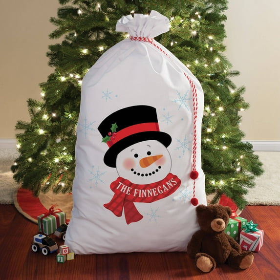 Personalized Snowman Santa Sack, 2 Sizes To Choose From