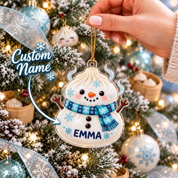 Personalized Snowman Soup Dumpling Ornament for Christmas