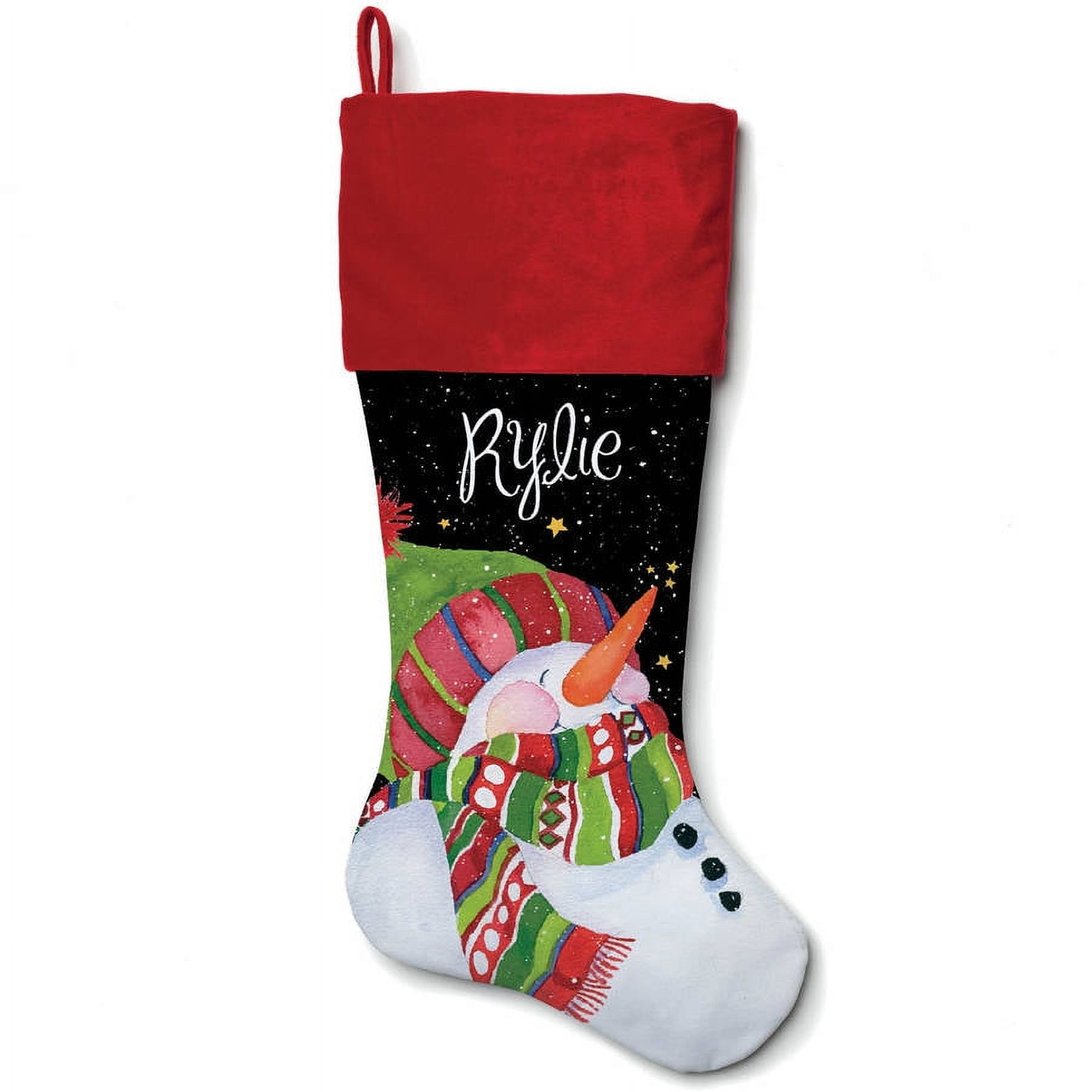 Personalized Snowman Stocking, 4 Colors To Choose From