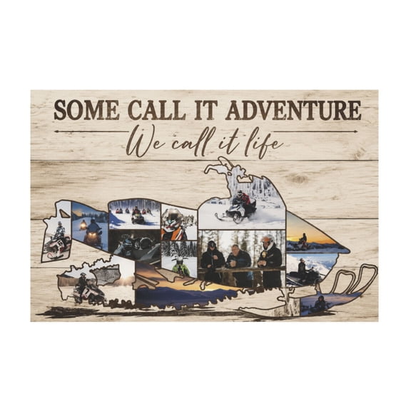 Personalized Snowmobile Photo Collage Canvas Wall Art Gift For Him For Living Room 12*18in