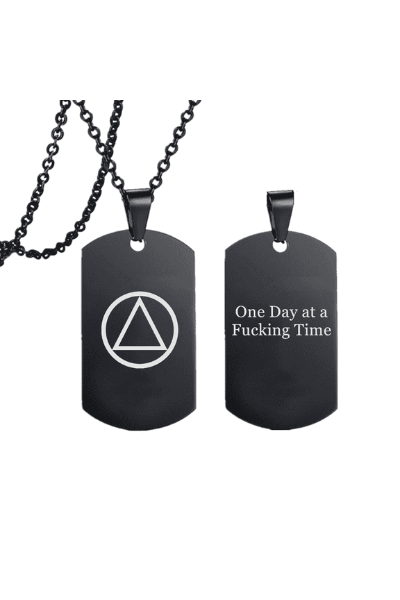 Personalized Sobriety Gifts for Women Men,Inspirational Military Narcotics Alchohol Addiction Necklace Pendant ,Customized AA NA Recovering Jewelry Gift for Him Her