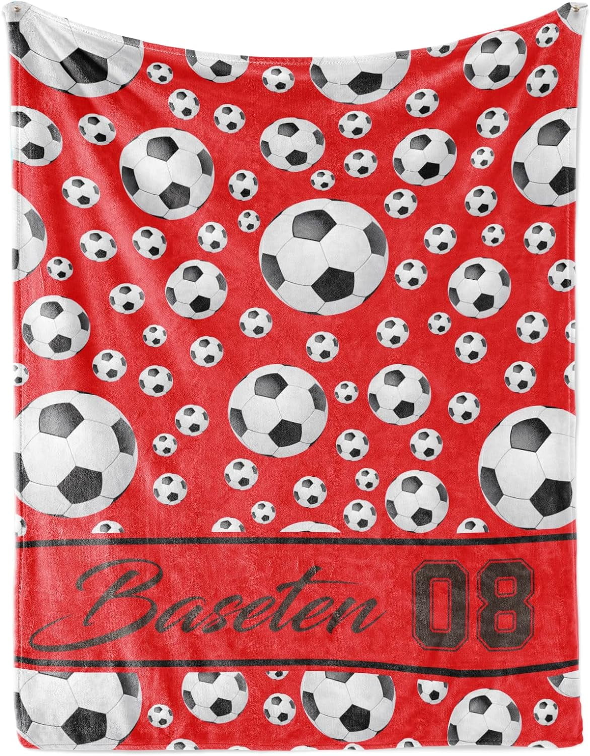 Personalized Soccer Blanket with Name Custom Name Throw Blankets Soft Football Sports Red Bed Blankets Customized Name Gifts for Kids Teens Adults Toddler Boys Girls Player Teams Walmart