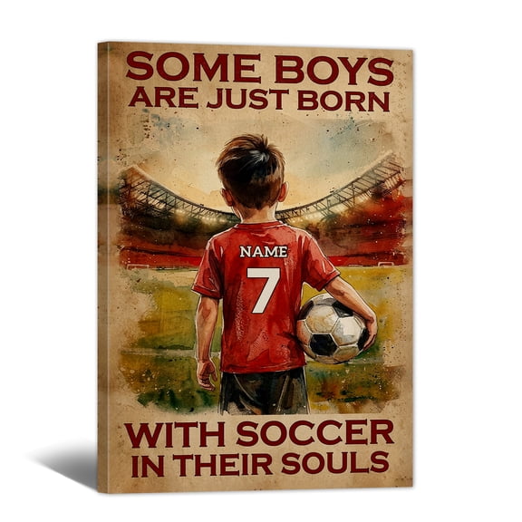 Personalized Soccer Life Lessons Canvas Wall Art, Custom Motivational Canvas Prints with Your Name & Numbers, Inspirational Sports Gifts for Football Lovers, Athletes Bedroom Decor