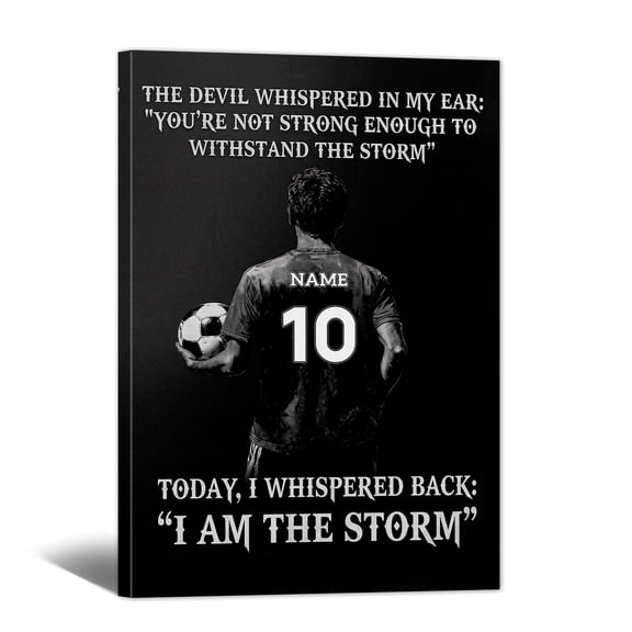 Personalized Soccer Life Lessons Canvas Wall Art, Custom Motivational Canvas Prints with Your Name & Numbers, Inspirational Sports Gifts for Football Lovers, Athletes Bedroom Decor