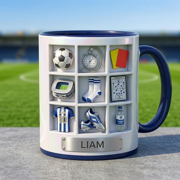 Personalized Soccer Mug, Custom Football Fan Gift, Soccer Player Cup, Athlete Coach Gift, Soccer Lover Coffee Mug