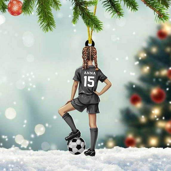 Personalized Soccer Ornament 2025, Soccer Christmas Ornament, Ornament Great Gift Idea for Soccer Players and Soccer Lovers Custom Name Number Team Name for Xmas (Style 1) - 2995 (Grey)